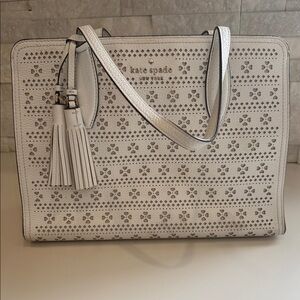 Kate Spade White Satchel with Tassel